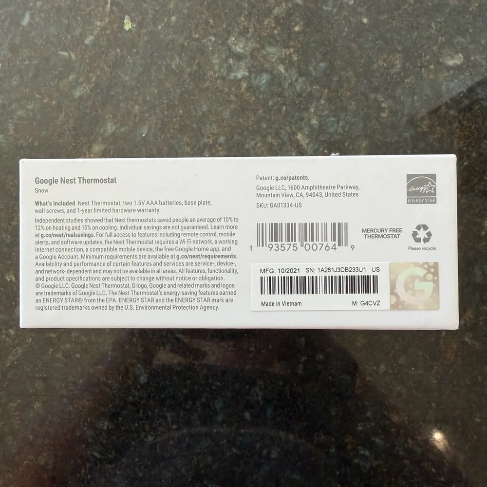 Google Thermostat - White